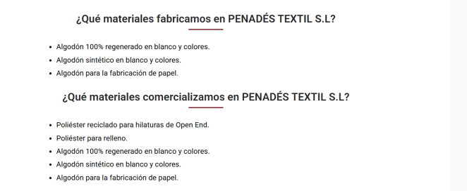 Materiales textiles fabricados y comercializados